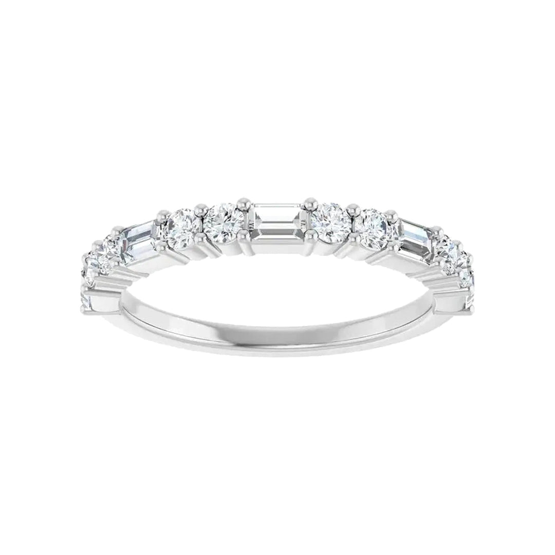 14K Straight Baguette &amp; Double Round Diamond Anniversary Band-Embark Fine Jewelry