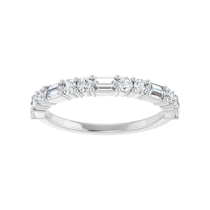 14K Straight Baguette &amp; Double Round Diamond Anniversary Band-Embark Fine Jewelry