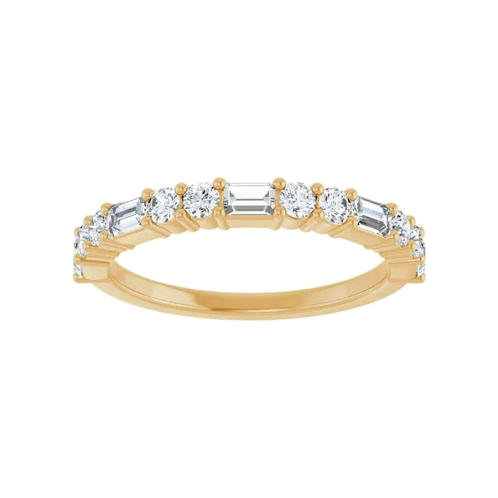 14K Straight Baguette &amp; Double Round Diamond Anniversary Band-Embark Fine Jewelry