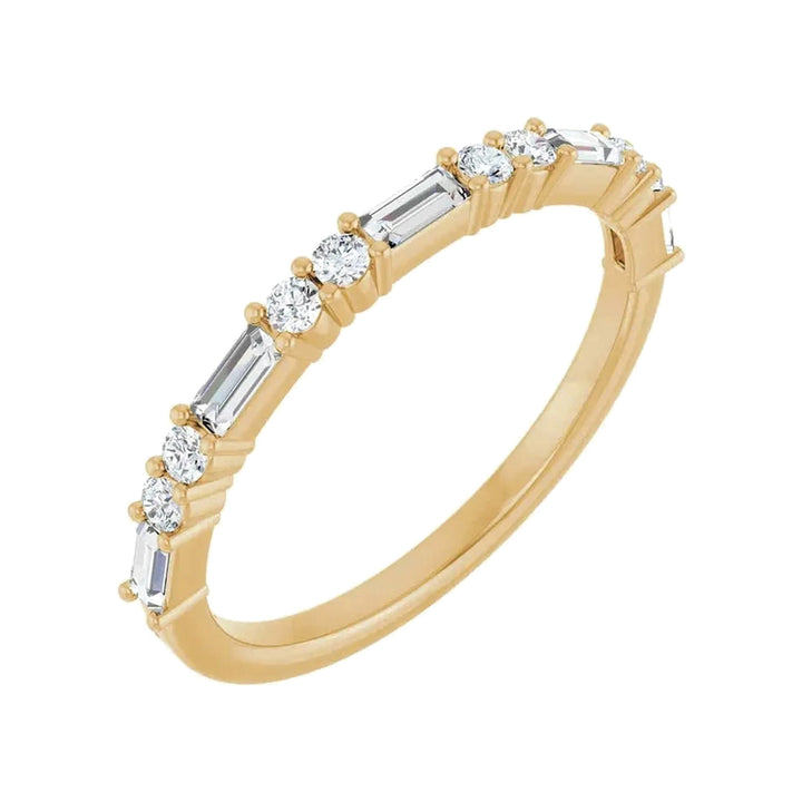 14K Straight Baguette &amp; Double Round Diamond Anniversary Band-Embark Fine Jewelry