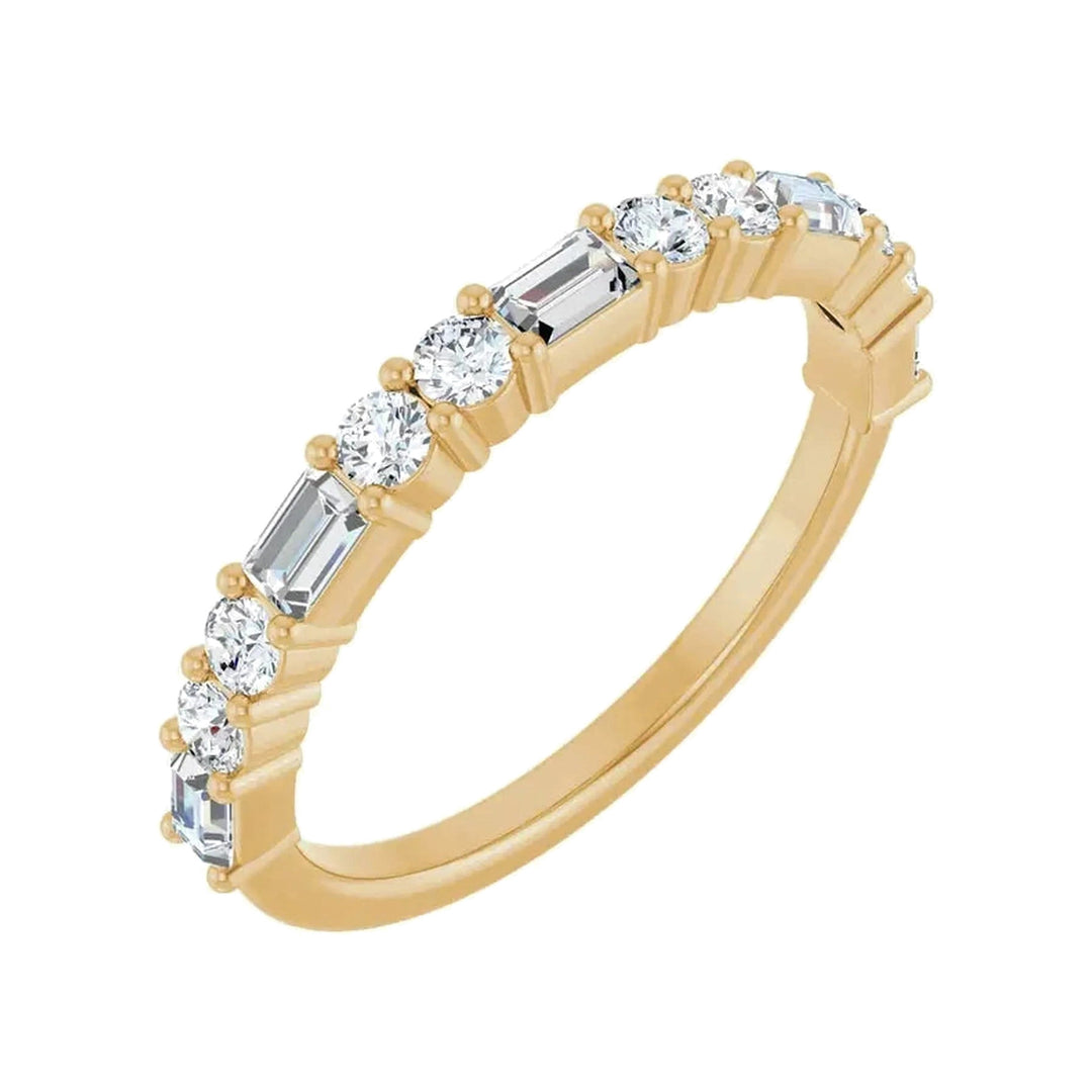 14K Straight Baguette &amp; Double Round Diamond Anniversary Band-Embark Fine Jewelry
