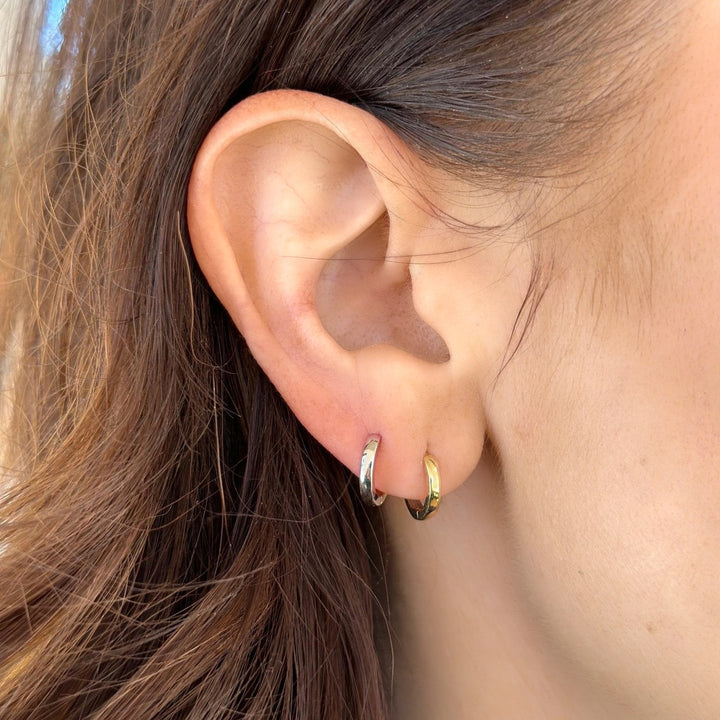14K Thin Two-Tone Huggies-Embark Fine Jewelry