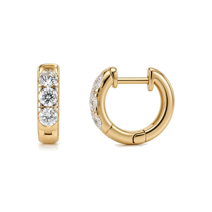14K 0.74 CTW Lab Grown Trio Diamond Huggie Hoops