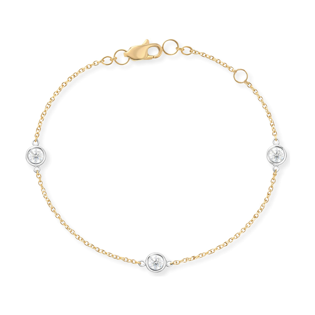 14K Two-Tone Bezel Diamond Station Bracelet-Embark Fine Jewelry
