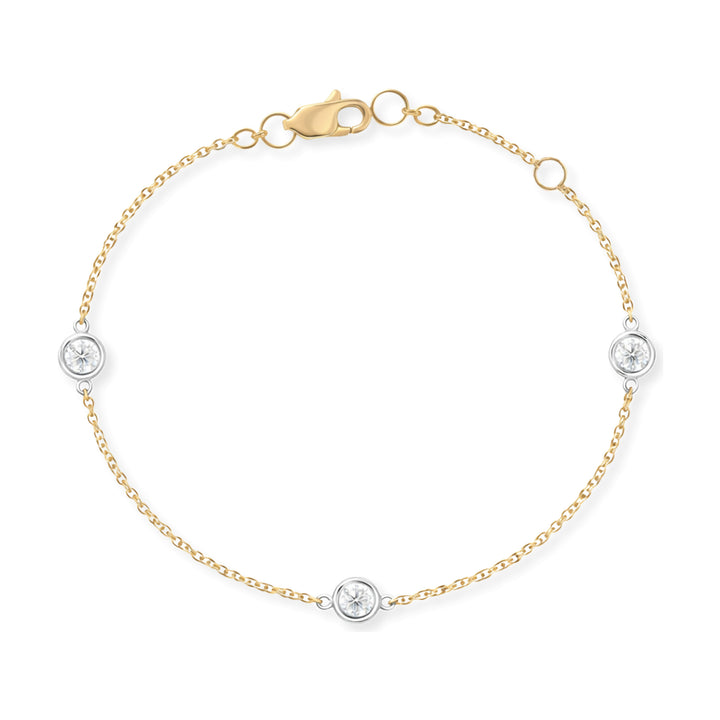 14K Two-Tone Bezel Diamond Station Bracelet-Embark Fine Jewelry