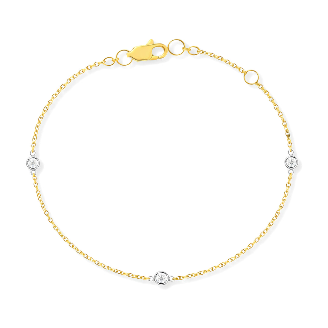 14K Two-Tone Bezel Diamond Station Bracelet-Embark Fine Jewelry