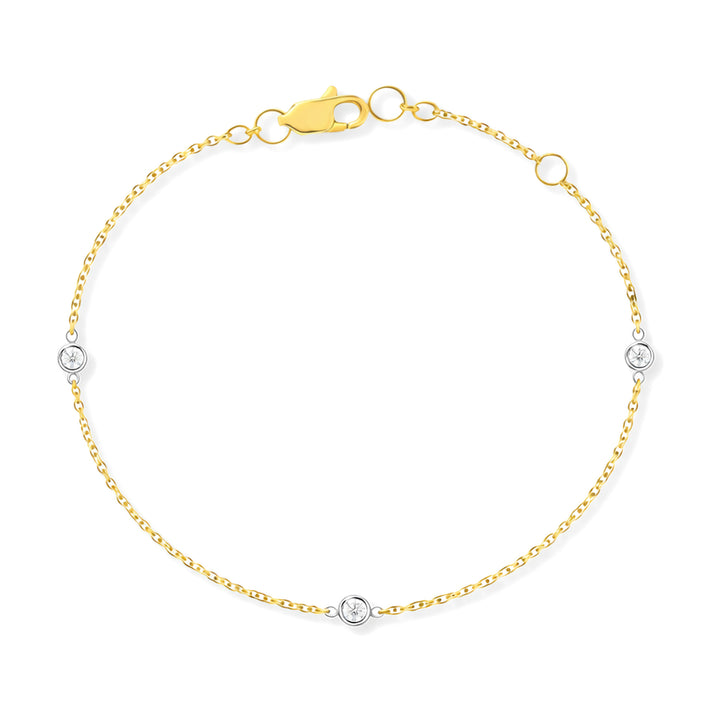 14K Two-Tone Bezel Diamond Station Bracelet-Embark Fine Jewelry
