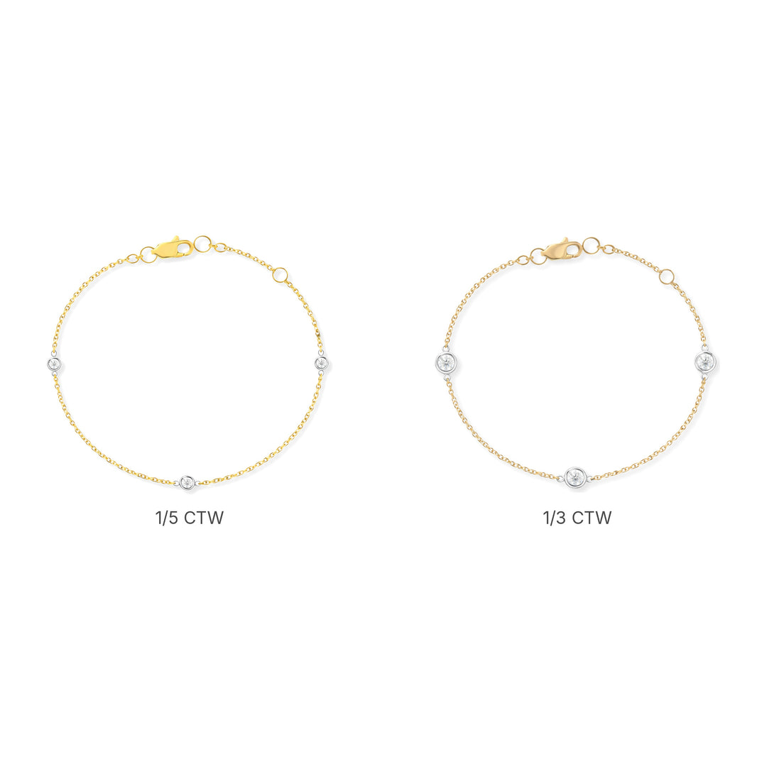 14K Two-Tone Bezel Diamond Station Bracelet Size Comparison-Embark Fine Jewelry