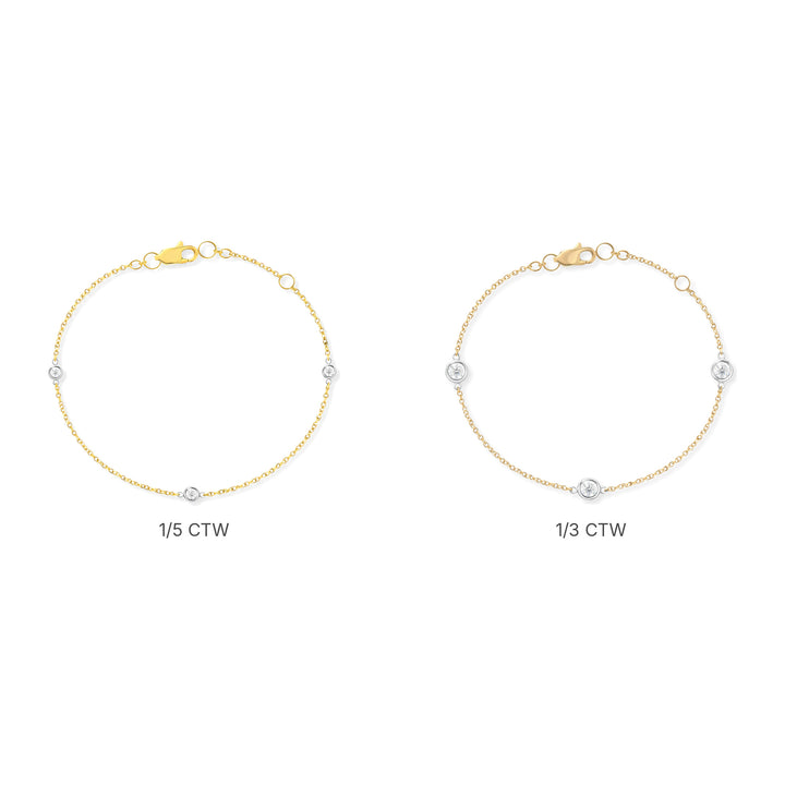 14K Two-Tone Bezel Diamond Station Bracelet Size Comparison-Embark Fine Jewelry