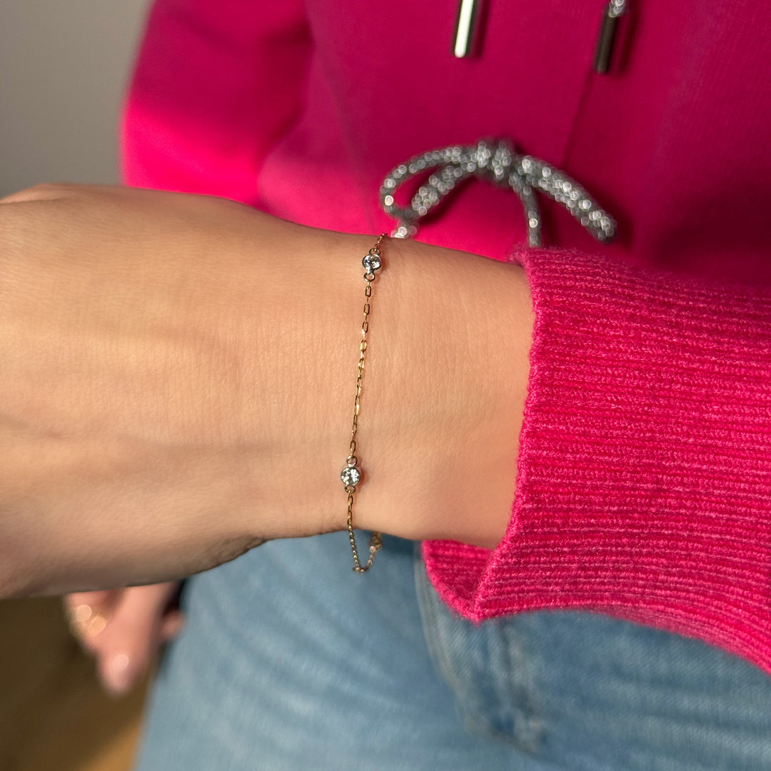 14K Two-Tone Bezel Diamond Station Bracelet-Embark Fine Jewelry