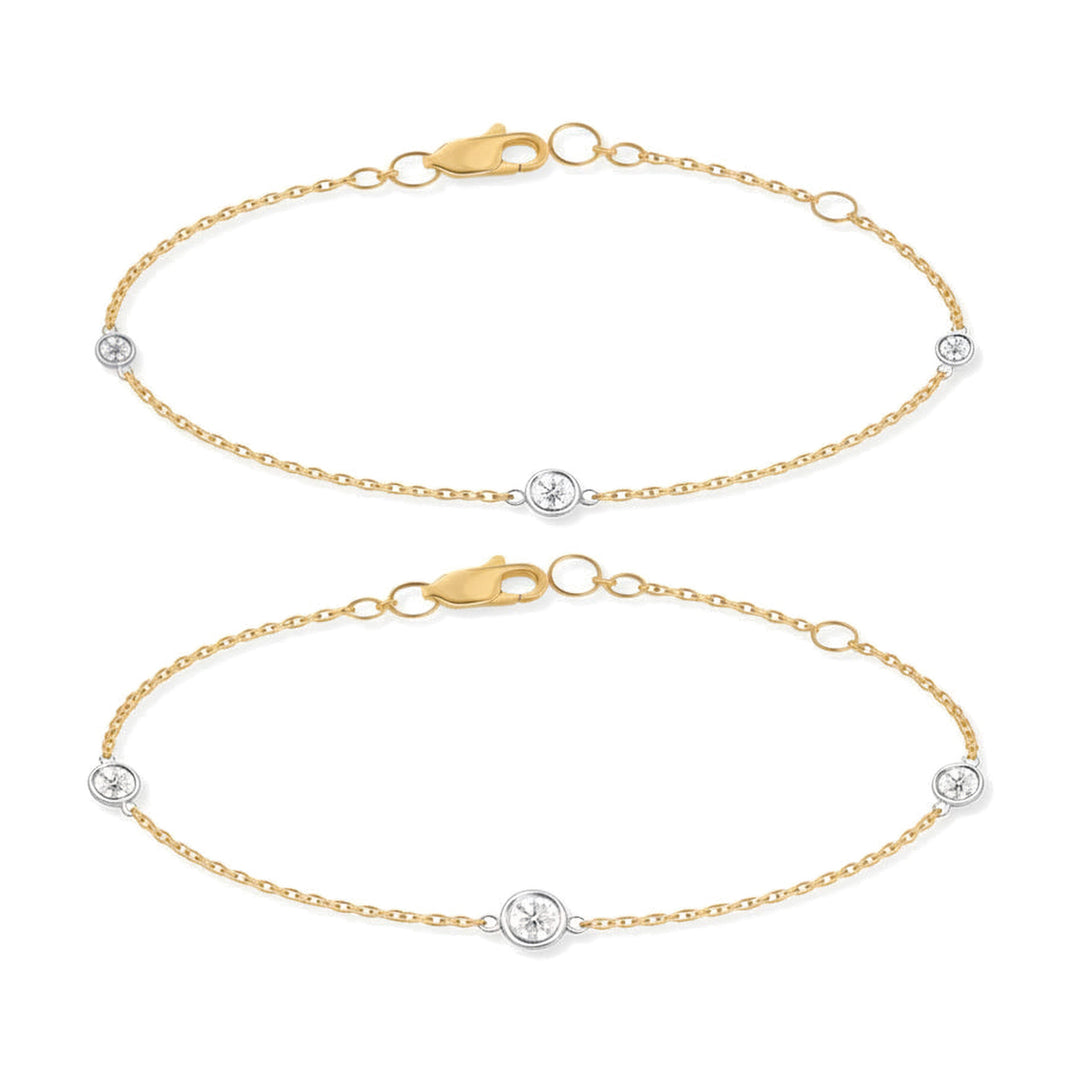 14K Two-Tone Bezel Diamond Station Bracelet-Embark Fine Jewelry