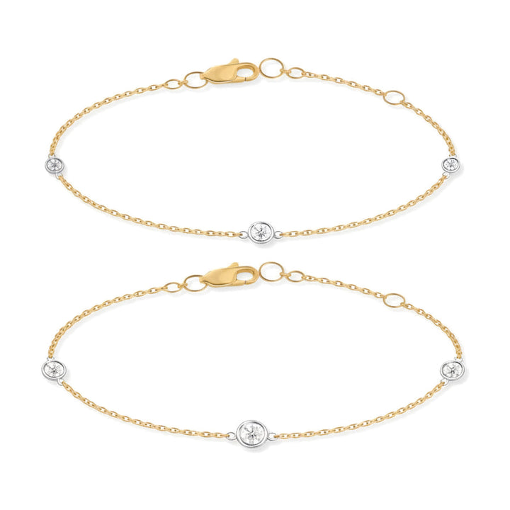 14K Two-Tone Bezel Diamond Station Bracelet-Embark Fine Jewelry