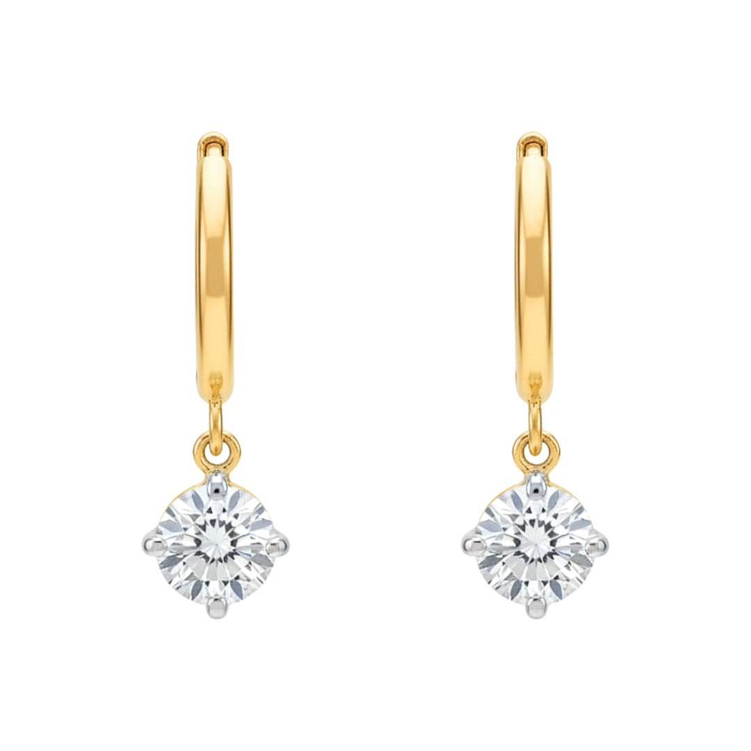 14K Two-Tone Diamond Drop Huggies-Embark Fine Jewelry