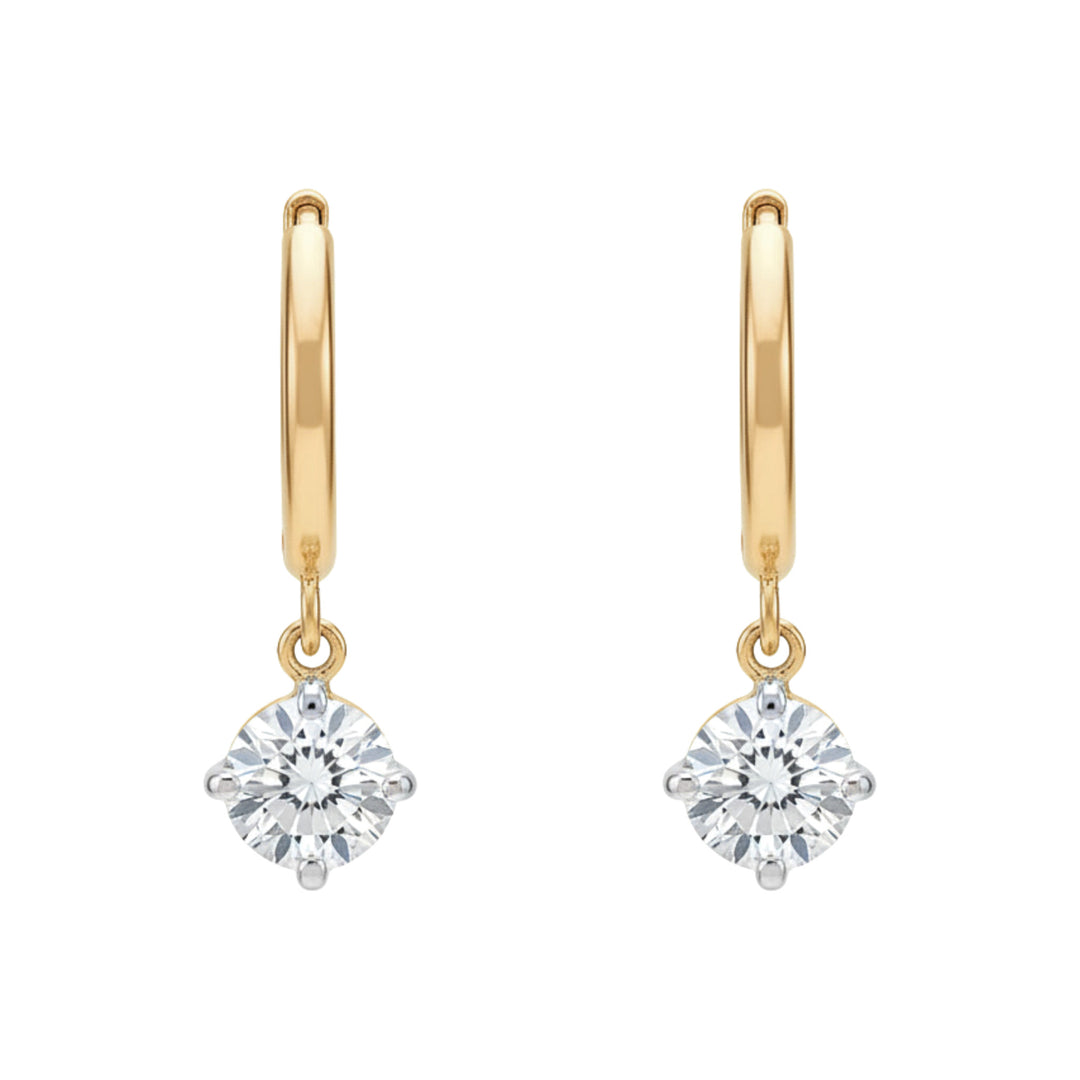 14K Two-Tone Diamond Drop Huggies-Embark Fine Jewelry