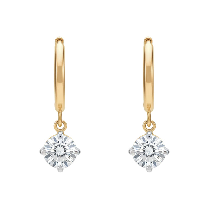 14K Two-Tone Diamond Drop Huggies-Embark Fine Jewelry