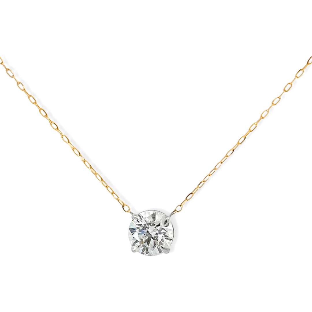 14K Two-Tone Lab Grown Diamond Solitaire Necklace-Embark Fine Jewelry