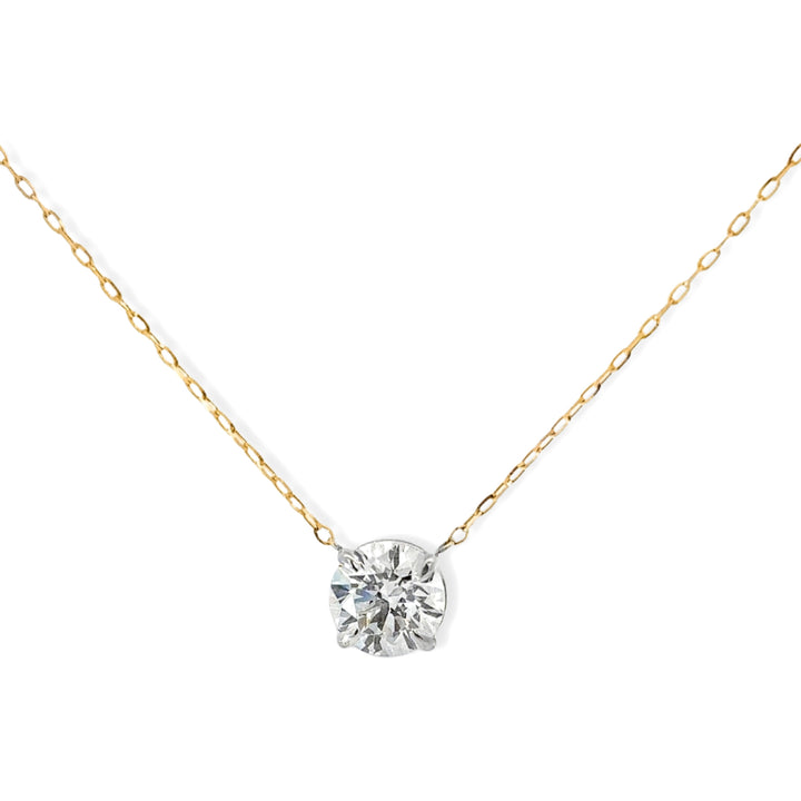 14K Two-Tone Lab Grown Diamond Solitaire Necklace-Embark Fine Jewelry