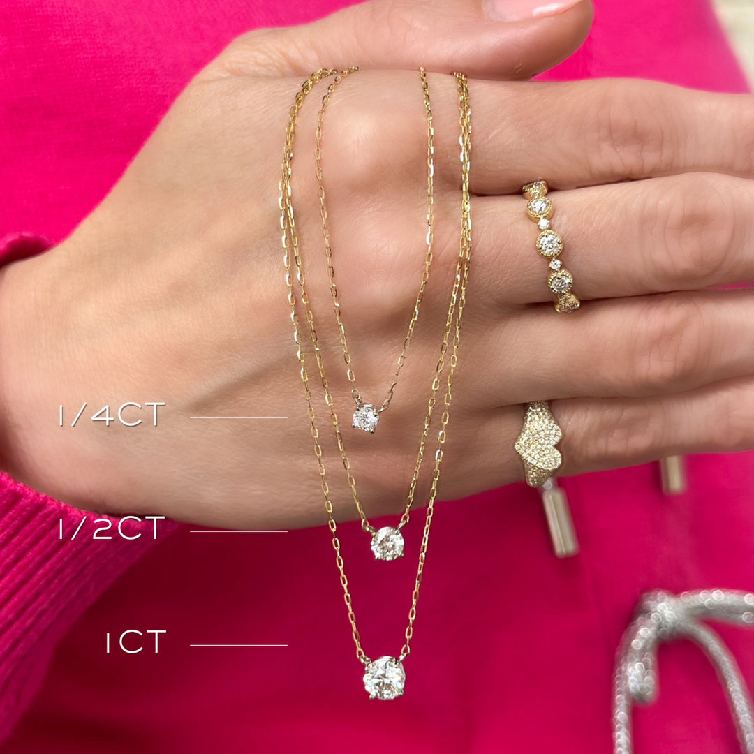 14K Two-Tone Lab Grown Diamond Solitaire Necklace-Embark Fine Jewelry