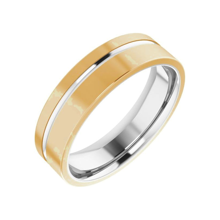14K Two-Tone Off-Centered Groove Band-Embark Fine Jewelry