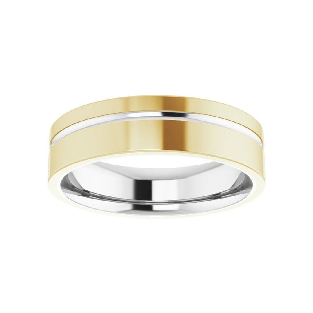 14K Two-Tone Off-Centered Groove Band-Embark Fine Jewelry