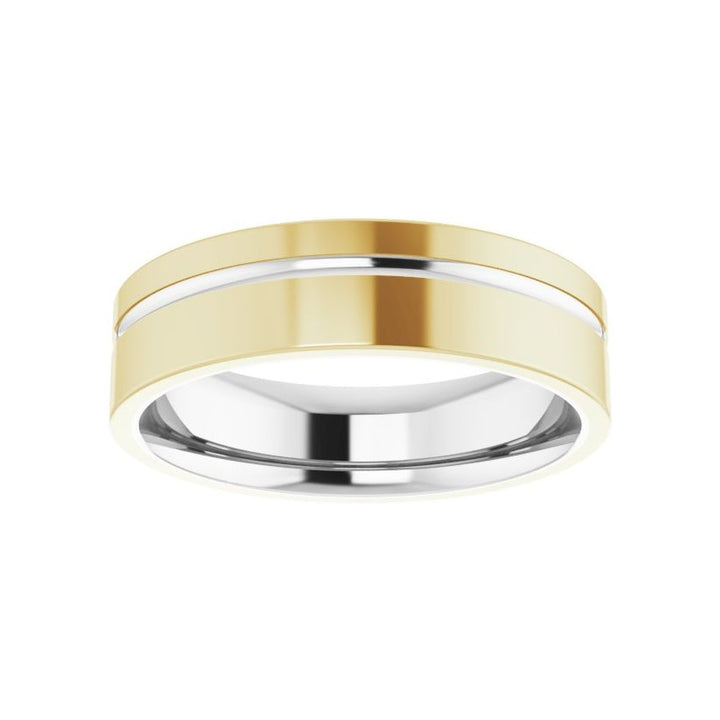 14K Two-Tone Off-Centered Groove Band-Embark Fine Jewelry