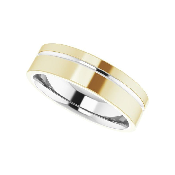 14K Two-Tone Off-Centered Groove Band-Embark Fine Jewelry