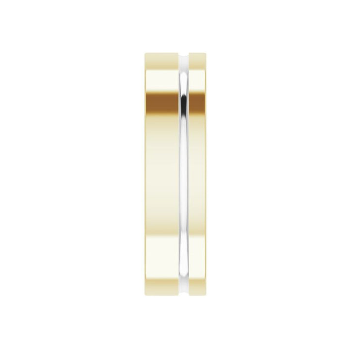 14K Two-Tone Off-Centered Groove Band-Embark Fine Jewelry