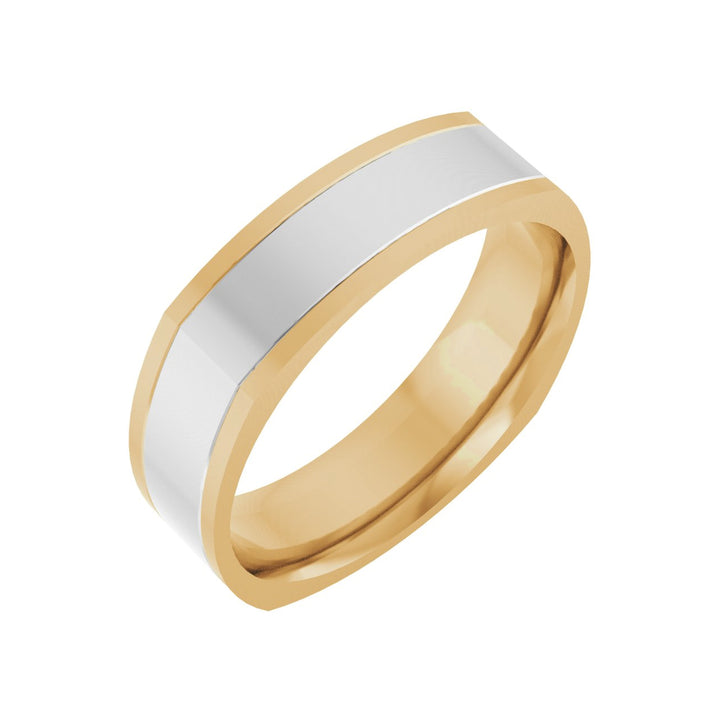 14K Two-Tone Square Comfort-Fit Inlay Band-Embark Fine Jewelry