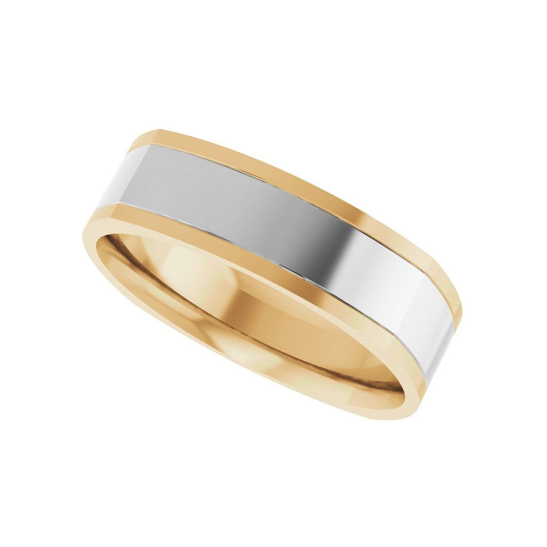 14K Two-Tone Square Comfort-Fit Inlay Band-Embark Fine Jewelry