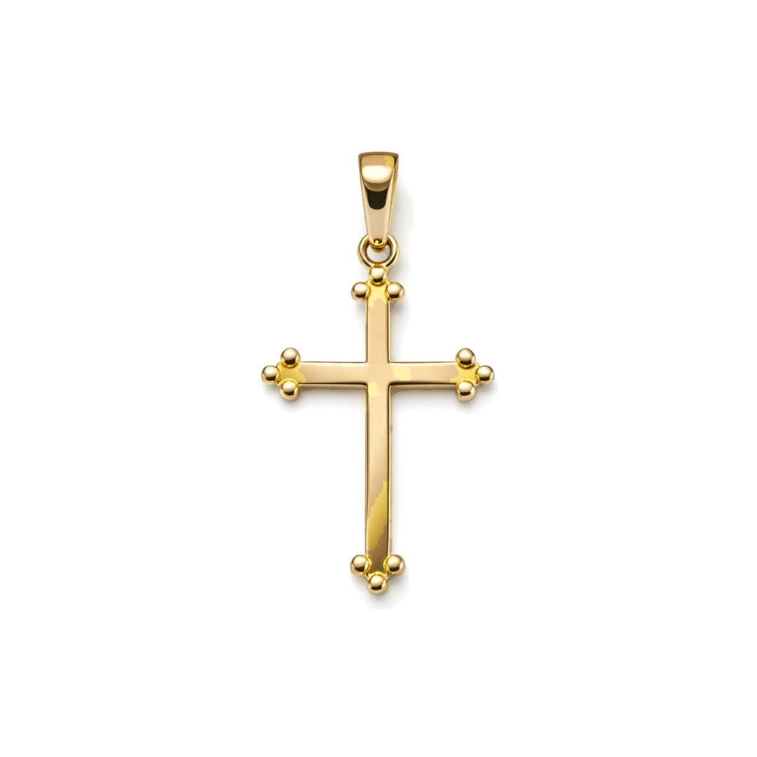 14K Yellow Gold Beaded Fancy Cross Pendant-Embark Fine Jewelry