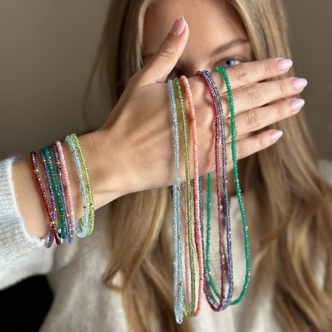 14K Gemstone & Bead Bracelet