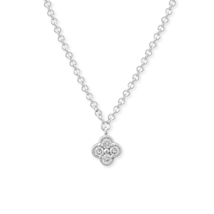 14K Diamond Clover Pendant Necklace