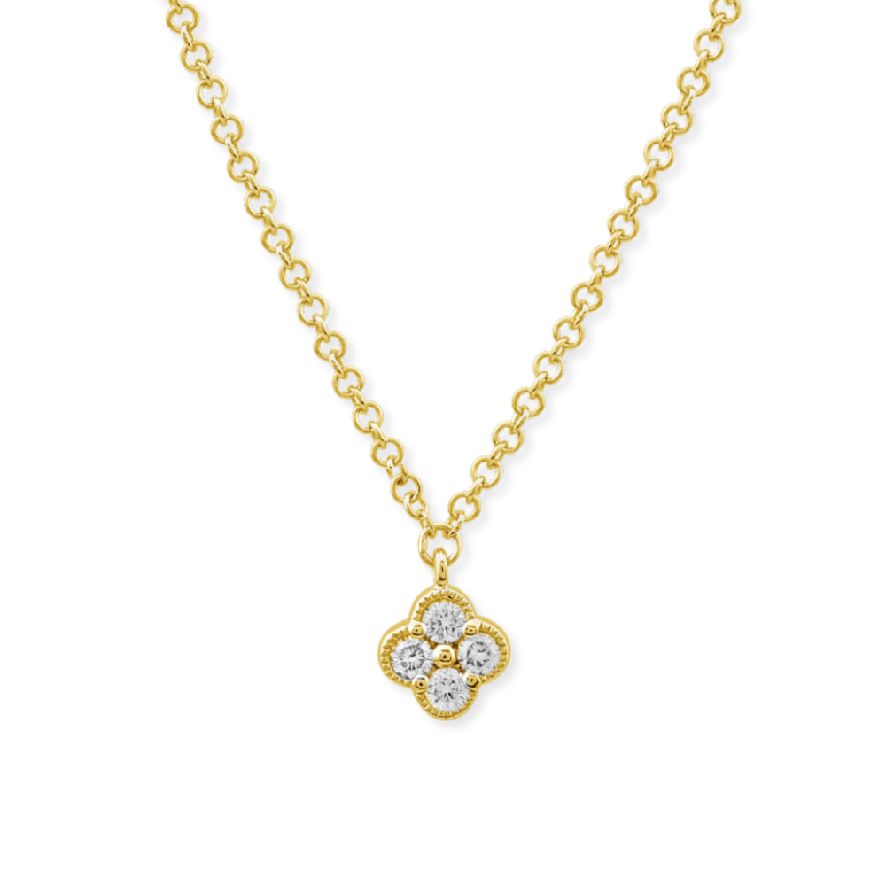 14K Diamond Clover Pendant Necklace