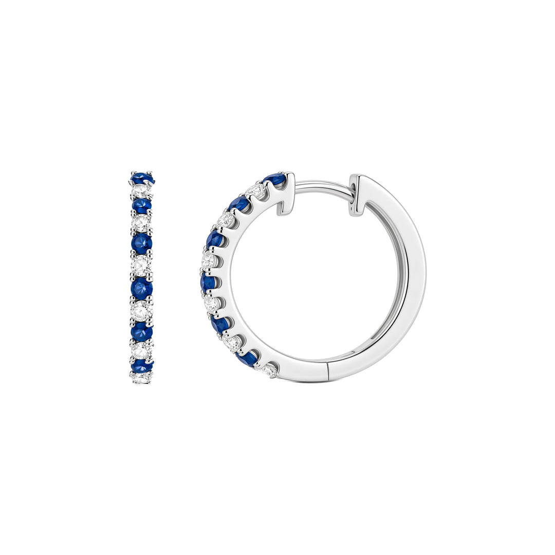 14KW 0.21 CTW Alternating Blue Sapphire &amp; Natural Diamond Huggies-Embark Fine Jewelry