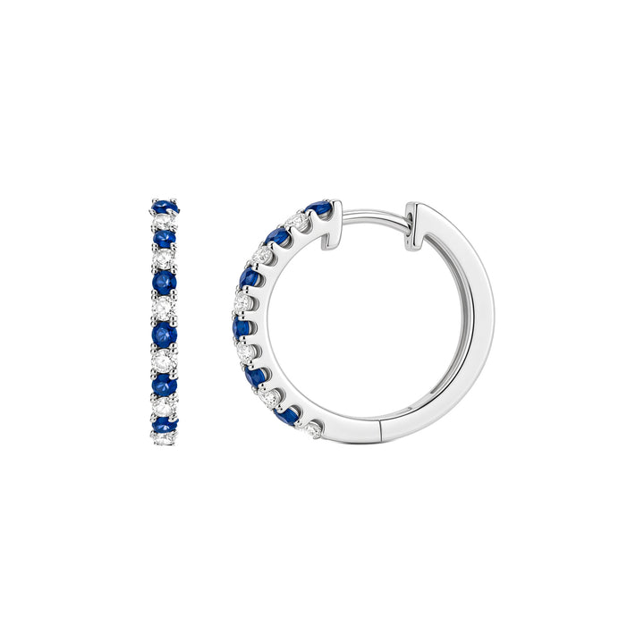 14KW 0.21 CTW Alternating Blue Sapphire &amp; Natural Diamond Huggies-Embark Fine Jewelry