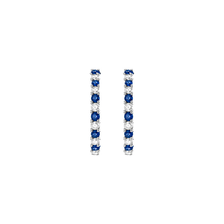 14KW 0.21 CTW Alternating Blue Sapphire &amp; Natural Diamond Huggies Pair Front View-Embark Fine Jewelry