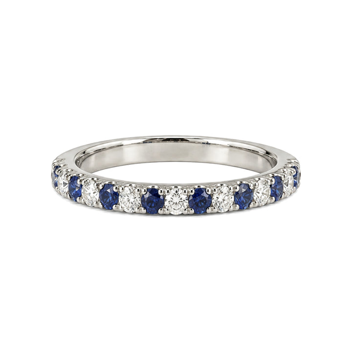 14KW 0.42 CTW Alternating Blue Sapphire &amp; Natural Diamond Petite Band