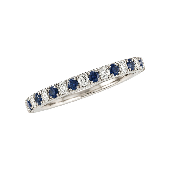 14KW 0.42 CTW Alternating Blue Sapphire &amp; Natural Diamond Petite Band