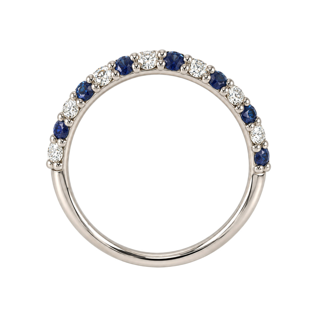 14KW 0.42 CTW Alternating Blue Sapphire &amp; Natural Diamond Petite Band