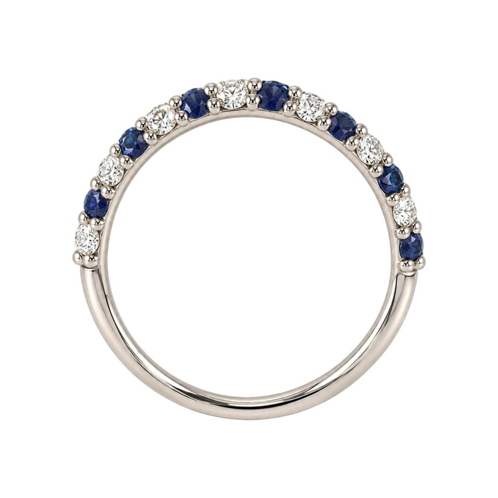14KW 0.42 CTW Alternating Blue Sapphire &amp; Natural Diamond Petite Band