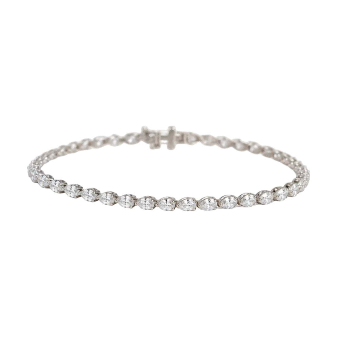 14KW 3.88 CTW Lab Grown Pear-Cut Diamond Line Bracelet-Embark Fine Jewelry