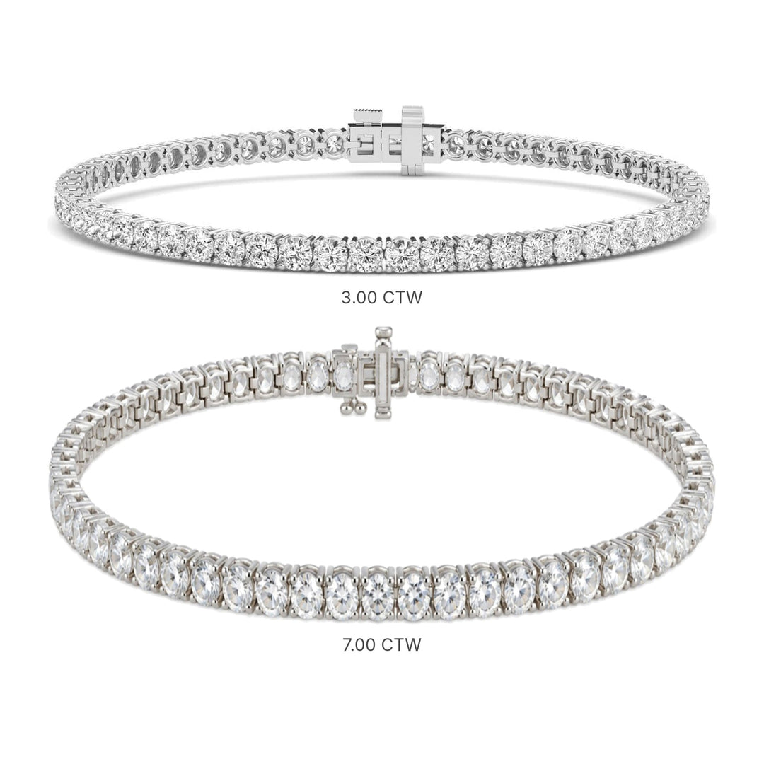 14KW Lab Grown Round Diamond Line Bracelet Size Comparison-Embark Fine Jewelry