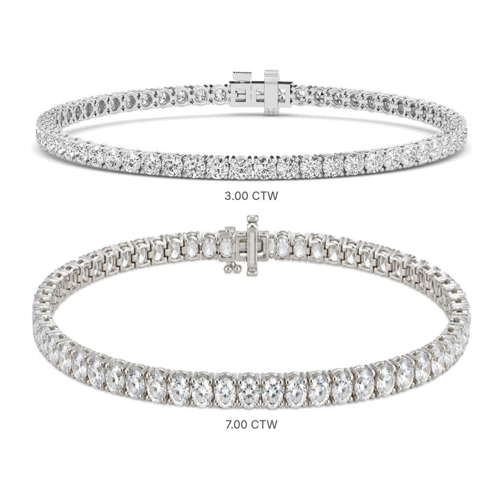 14KW Lab Grown Round Diamond Line Bracelet Size Comparison-Embark Fine Jewelry