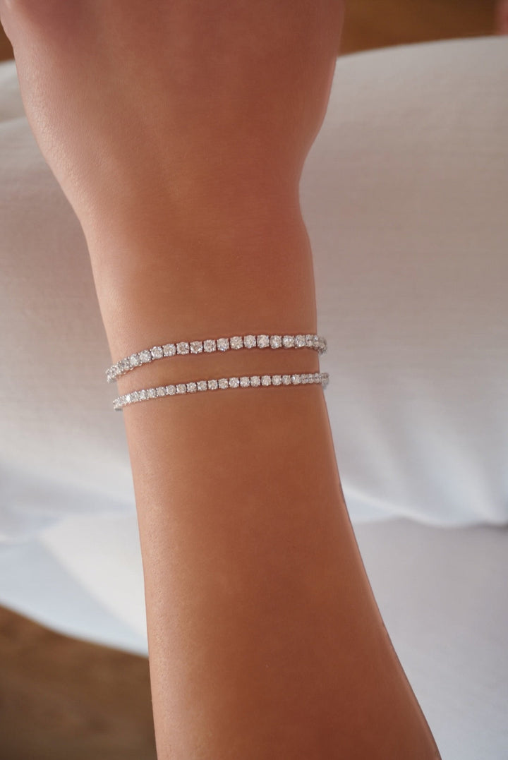 14KW Lab Grown Round Diamond Line Bracelet On Model-Embark Fine Jewelry