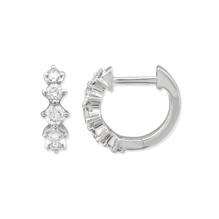 14K Shared Prong Diamond Huggies