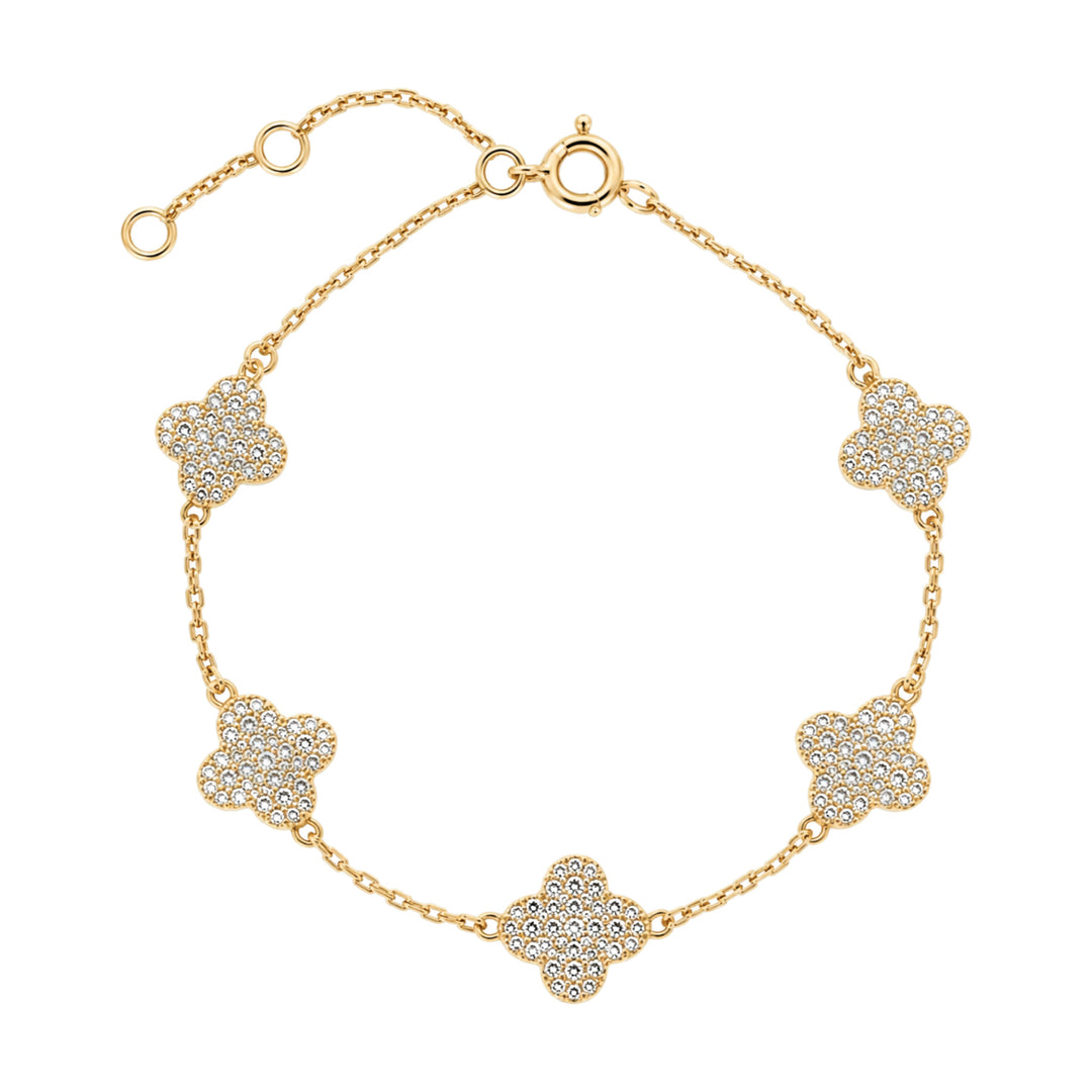14KY 0.81 CTW Diamond Clover Station Chain Bracelet-Embark Fine Jewelry