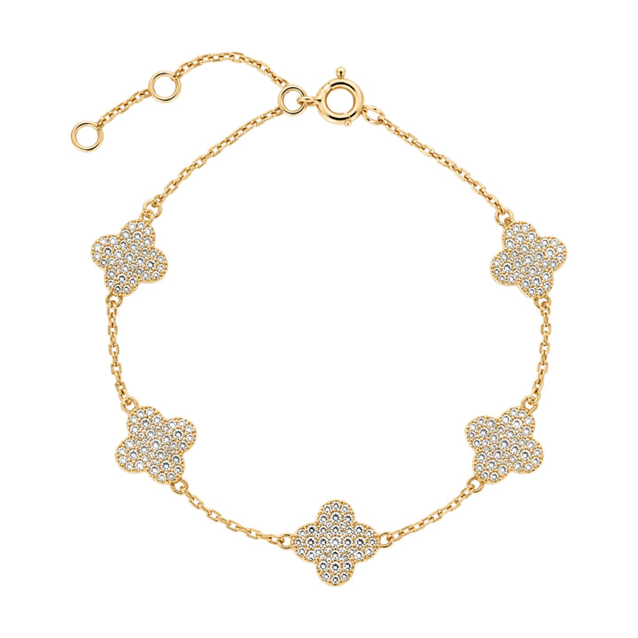 14KY 0.81 CTW Diamond Clover Station Chain Bracelet-Embark Fine Jewelry