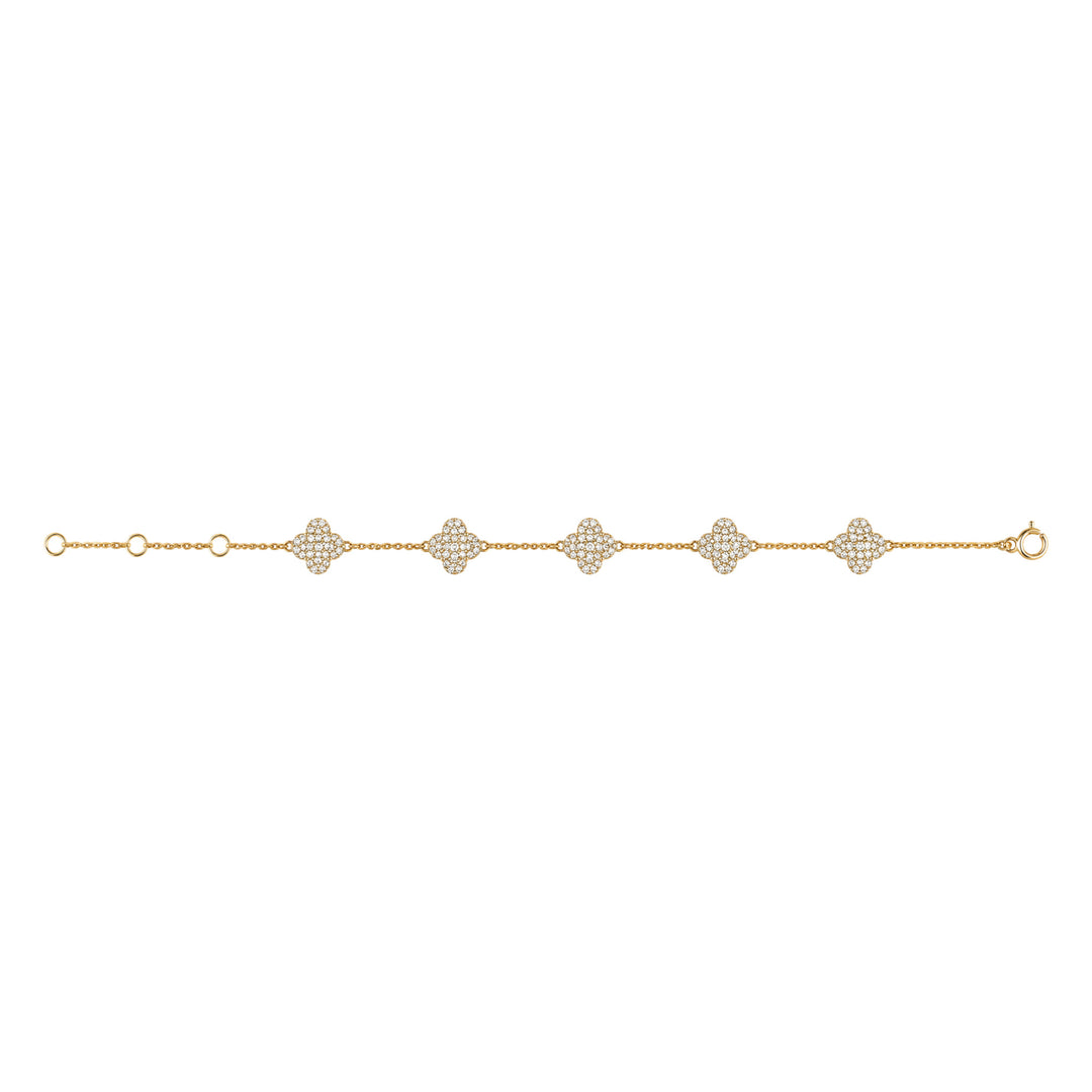 14KY 0.81 CTW Diamond Clover Station Chain Bracelet-Embark Fine Jewelry