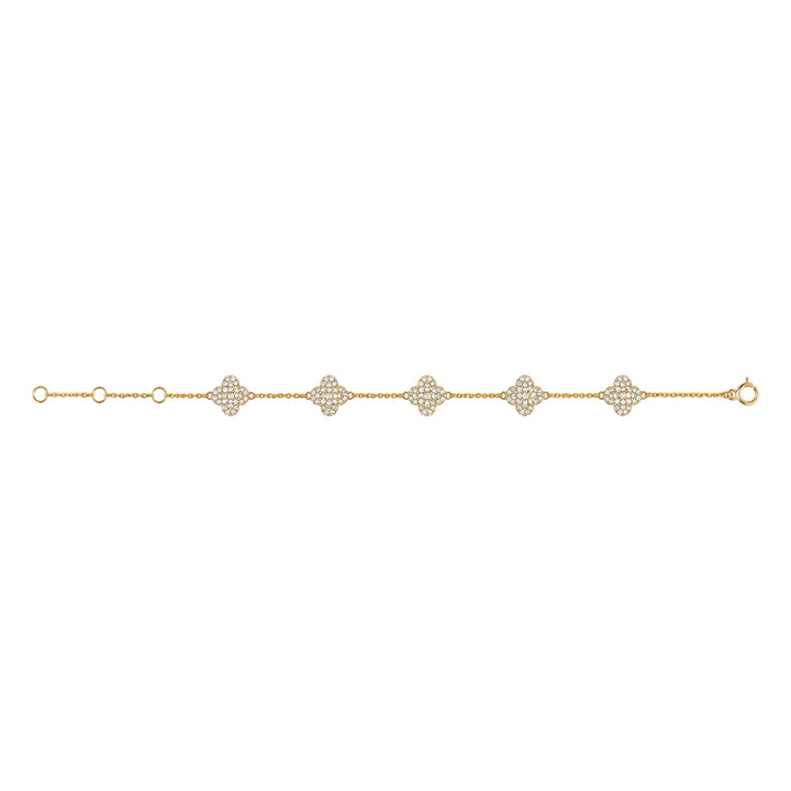 14KY 0.81 CTW Diamond Clover Station Chain Bracelet-Embark Fine Jewelry
