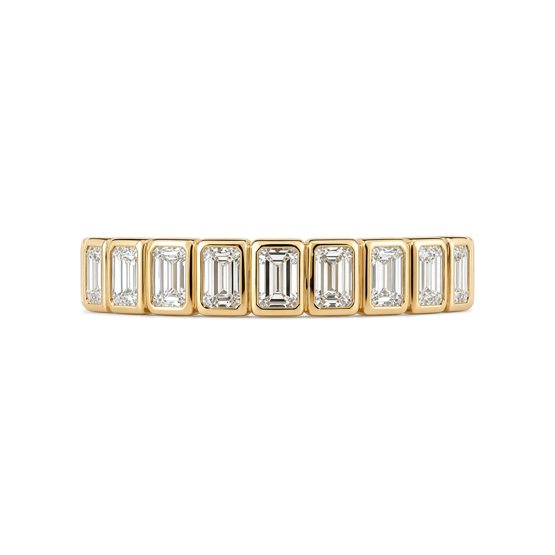 14KY 0.95 CTW Bezel-Set Emerald-Cut Diamond Ring – 14K Yellow Gold – Front View